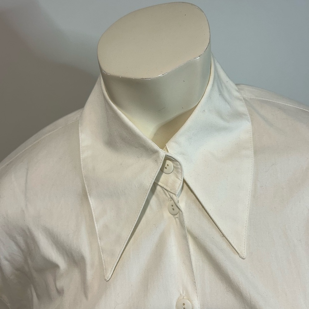 Elegant White Button Down Shirt with Black bow by Marcella NY❤️4 - Picture 6 of 14